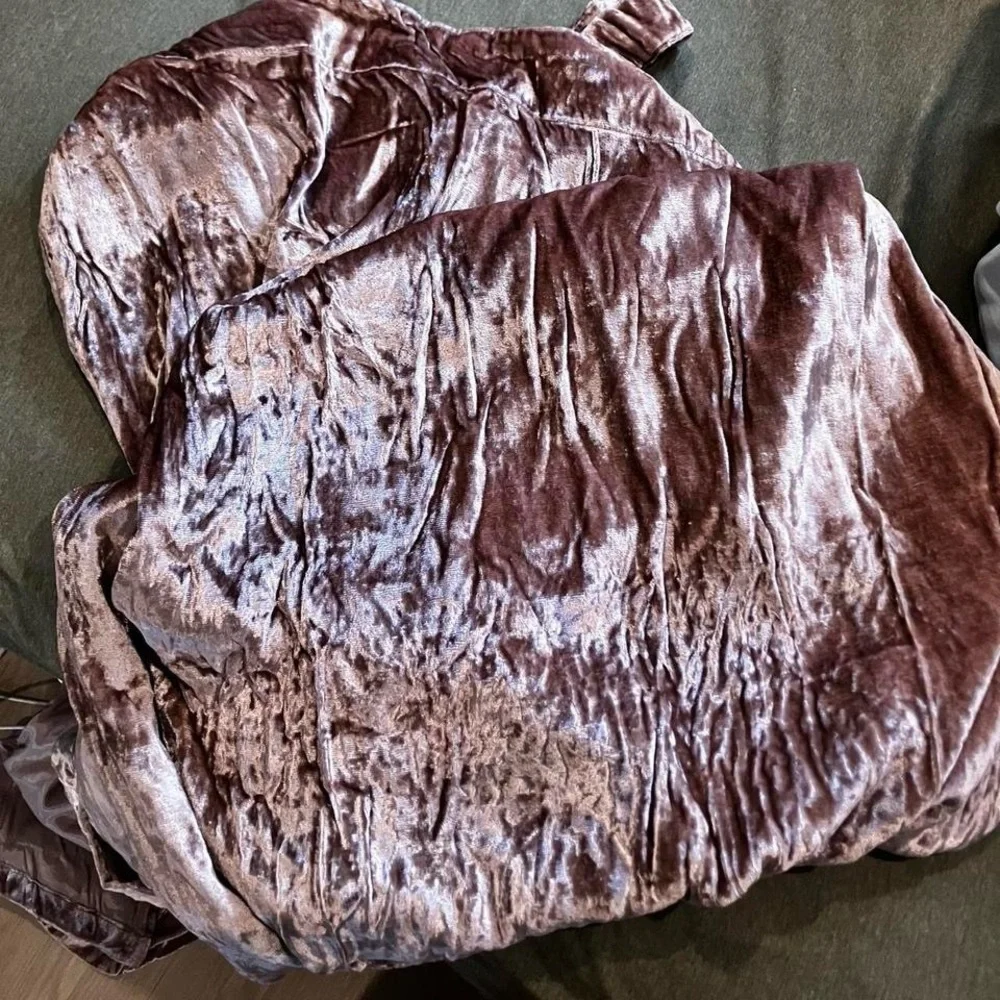 Dusty mauve rose gold pink crushed velvet curtains
